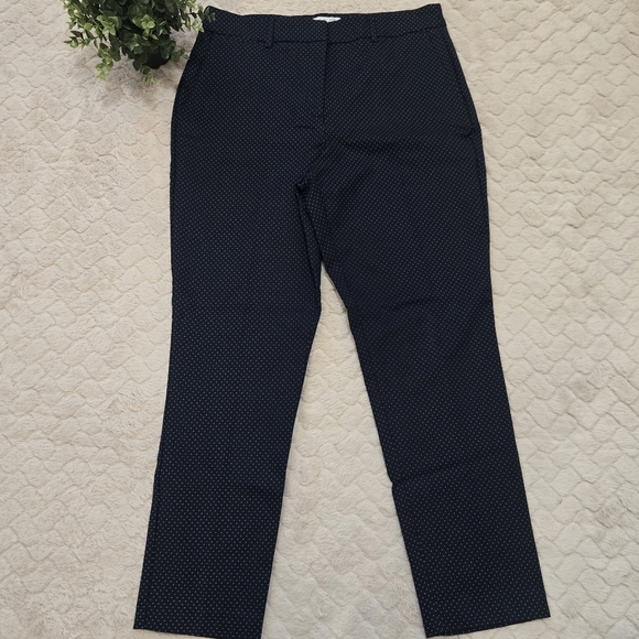 Rachel Zoe Navy Blue White Polka Dots Straight Leg Dress Office Pants, 10 - Picture 1 of 8